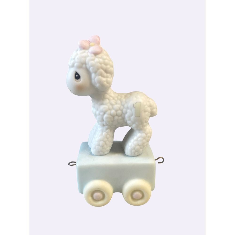 Precious Moments‎ Birthday Train Age 1 Lamb Figurine White Blue 15946 1985
